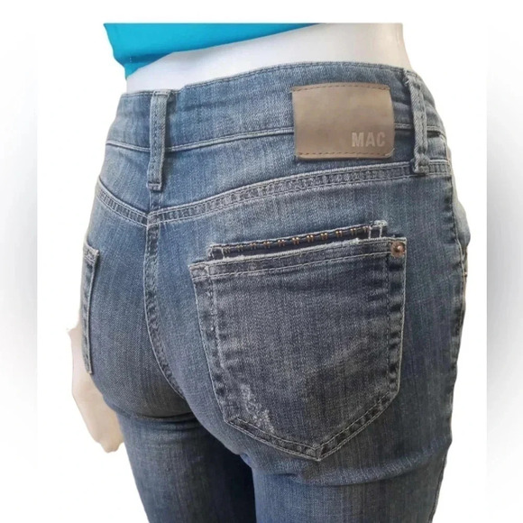 MAC Ashley Distressed Medium Wash Skinny Jeans Size 34 - Picture 8 of 12